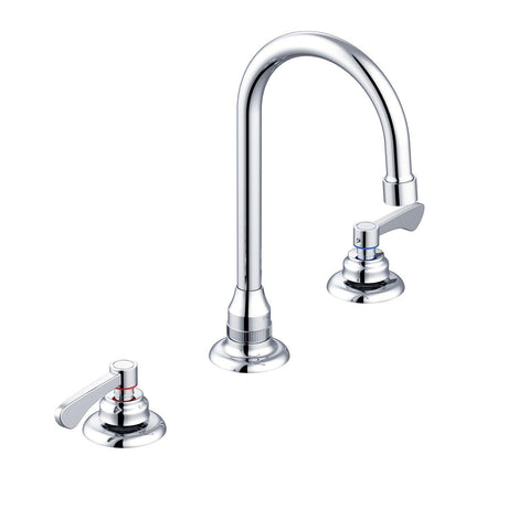 Gerber GC444105 Chrome Commercial Two Handle Widespread Lavatory Faucet W/ GOOSENEC...