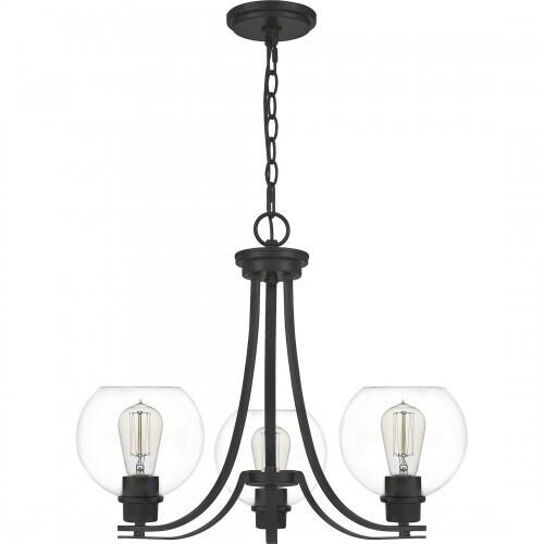 Quoizel PRUC5022MBK Pruitt Chandelier 3 light matte black Chandelier