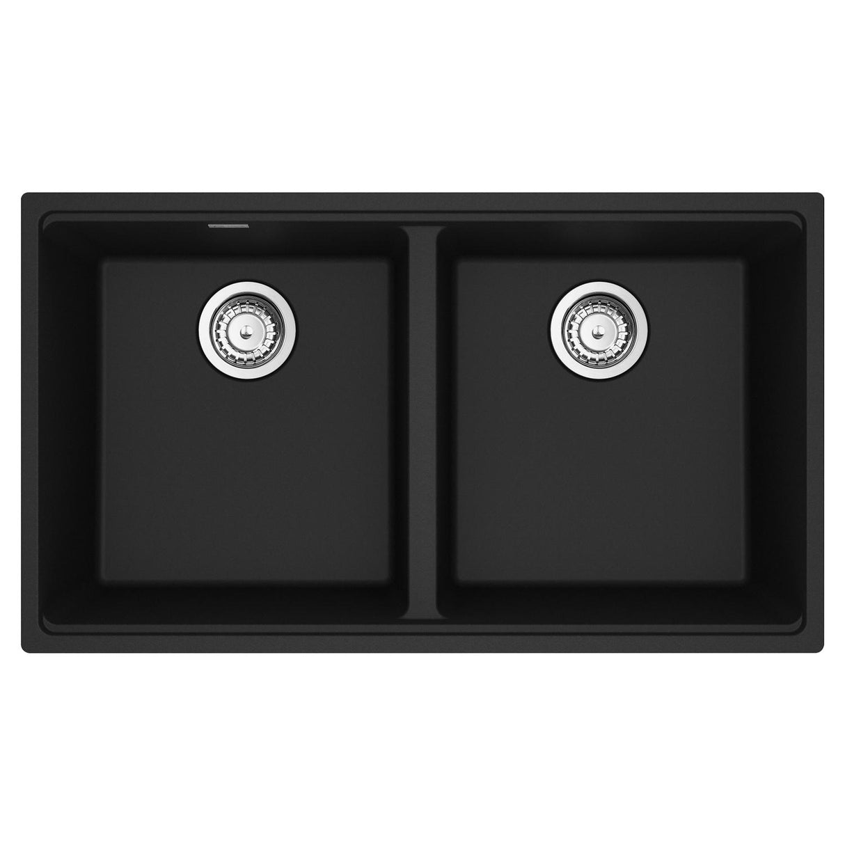 FRANKE MAG1201515-MBK-S Maris Undermount 33-in x 18.94-in Granite Double Bowl Kitchen Sink in Matte Black In Matte Black