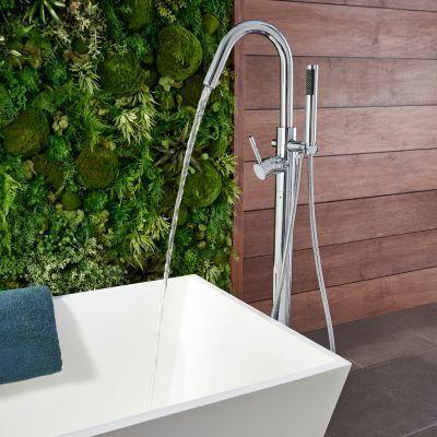 Pfister Polished Chrome Modern Free Standing Tub Filler LG6-1MFC