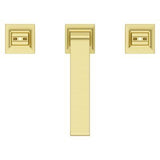Verve 2-Handle 8 in. - 15 in. Widespread Bathroom Faucet without Handles with Ribbon Spout in Brushed Gold