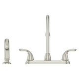 Pfirst Series 2-Handle Kitchen Faucet with Side Spray in Stainless Steel