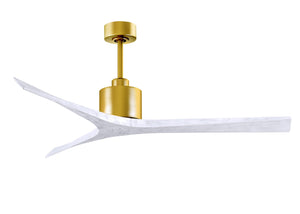 Matthews Fan MW-BRBR-MWH-60 Mollywood 6-speed contemporary ceiling fan in Brushed Brass finish with 60” solid matte white wood blades