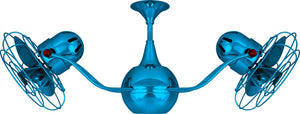 Matthews Fan VB-LTBLUE-MTL Vent-Bettina 360° dual headed rotational ceiling fan in Agua Marinha (Light Blue) finish with metal blades.