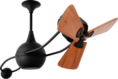 Matthews Fan B2K-BK-WD Brisa 360° counterweight rotational ceiling fan in Matte Black finish with solid sustainable mahogany wood blades.