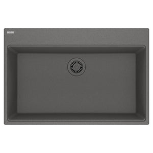 FRANKE MAG61031-SHG Maris Topmount 33-in x 22-in Granite Single Bowl Kitchen Sink in Stone Grey In Stone Grey