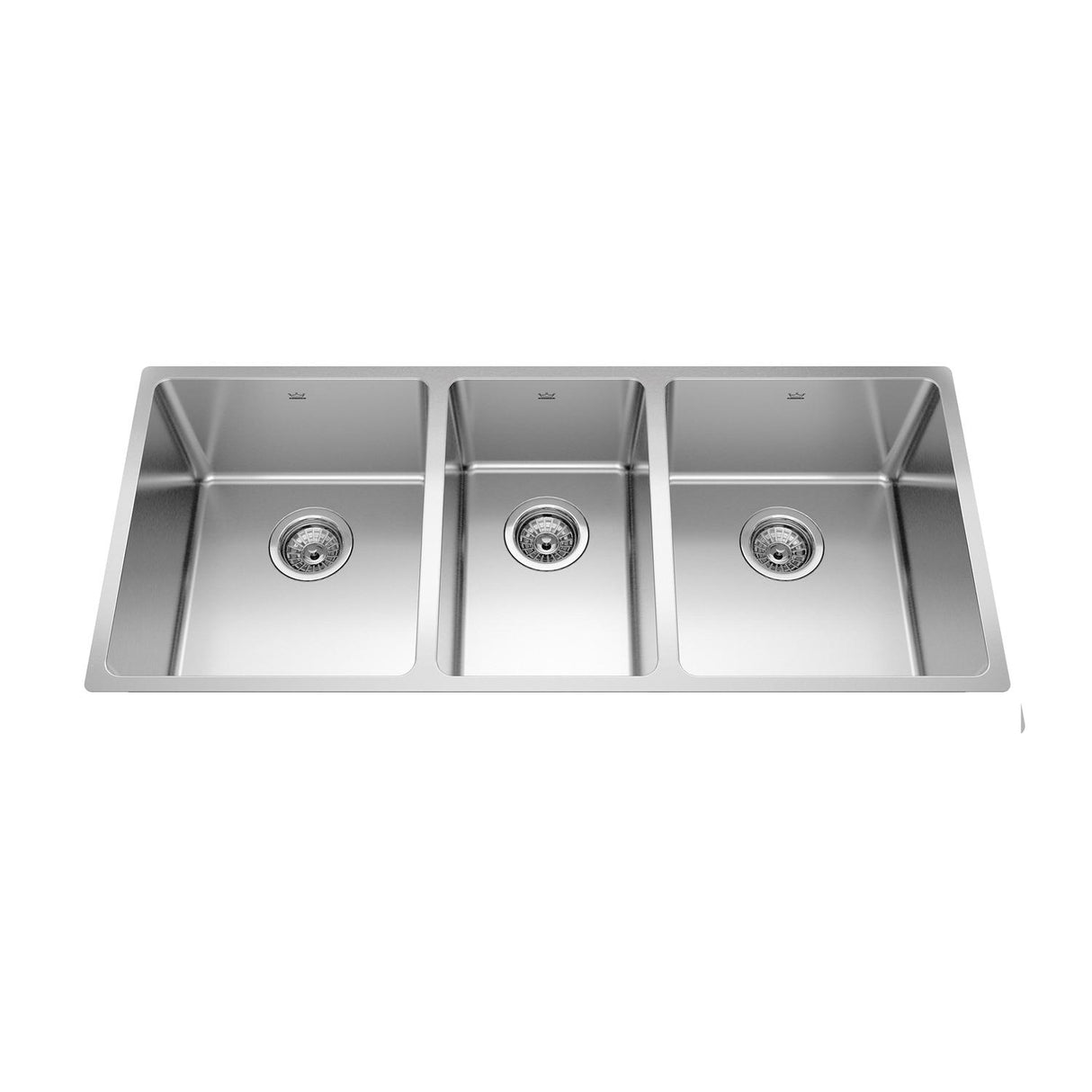 KINDRED BTU1841-9N Brookmore 41.5-in LR x 16.6-in FB x 9-in DP Undermount Triple Bowl Stainless Steel Sink In Commercial Satin Finish