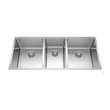 KINDRED BTU1841-9N Brookmore 41.5-in LR x 16.6-in FB x 9-in DP Undermount Triple Bowl Stainless Steel Sink In Commercial Satin Finish