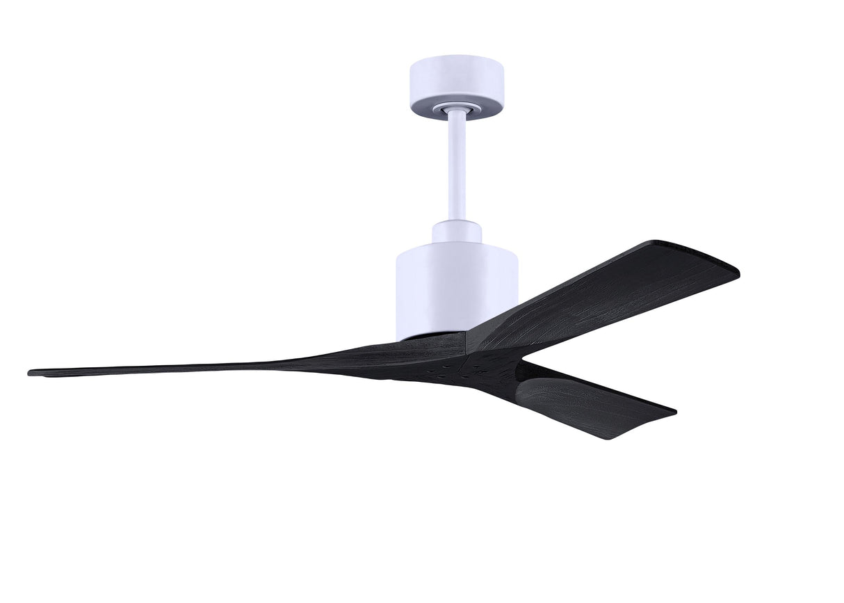 Matthews Fan NK-MWH-BK-52 Nan 6-speed ceiling fan in Matte White finish with 52” solid matte black wood blades