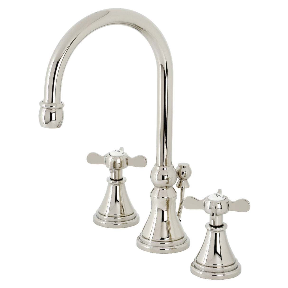 Kingston Brass KS2986BEX Essex Widespread Bathroom Faucet with Brass Pop-Up, Polished Nickel