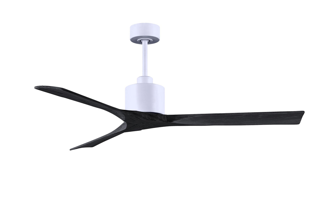 Matthews Fan NK-MWH-BK-60 Nan 6-speed ceiling fan in Matte White finish with 60” solid matte black wood blades