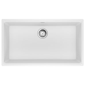 FRANKE MAG11031-PWT-S Maris Undermount 33-in x 18.94-in Granite Single Bowl Kitchen Sink in Polar White In Polar White