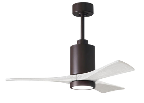 Matthews Fan PA3-TB-MWH-42 Patricia-3 three-blade ceiling fan in Textured Bronze finish with 42” solid matte white wood blades and dimmable LED light kit 