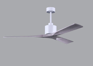 Matthews Fan NK-MWH-BW-60 Nan 6-speed ceiling fan in Matte White finish with 60” solid barn wood tone wood blades