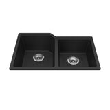KINDRED MGC2031U-9ONN Granite Series 30.69-in LR x 19.69-in FB Undermount Double Bowl Granite Kitchen Sink in Onyx In Onyx