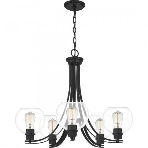 Quoizel PRUC5026MBK Pruitt Chandelier 5 light matte black Chandelier