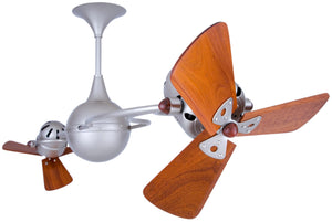 Matthews Fan IV-BN-WD Italo Ventania 360° dual headed rotational ceiling fan in brushed nickel with solid sustainable mahogany wood blades.