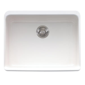 FRANKE MHK110-24WH Manor House 23.62-in. x 19.88-in. White Apron Front Single Bowl Fireclay Kitchen Sink - MHK110-24WH In White