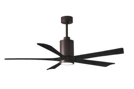 Matthews Fan PA5-TB-BK-60 Patricia-5 five-blade ceiling fan in Textured Bronze finish with 60” solid matte black wood blades and dimmable LED light kit 