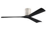 Matthews Fan IR3H-BW-BK-60 Irene-3H three-blade flush mount paddle fan in Barn Wood finish with 60” solid matte black wood blades. 