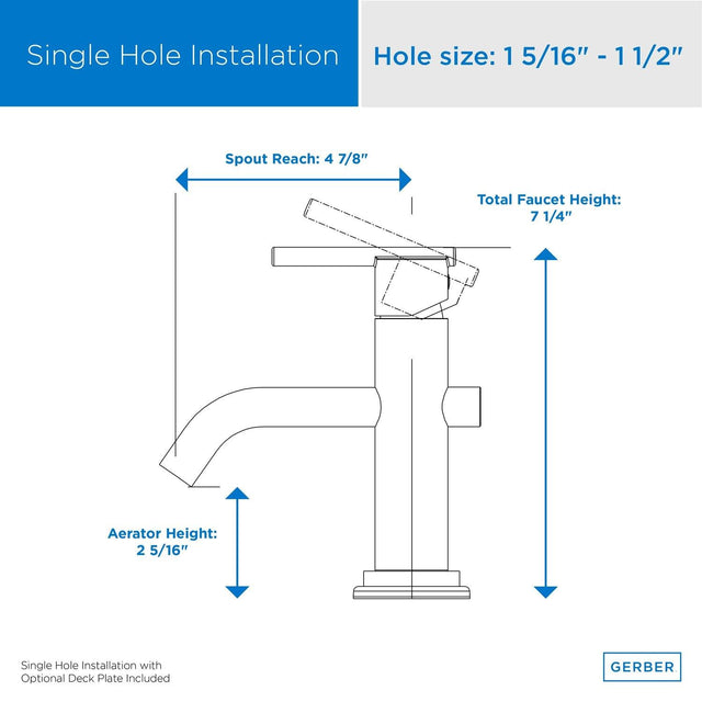 Gerber D236158BB Brushed Bronze Parma Single Handle Lavatory Faucet