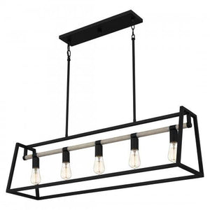 Quoizel TPT142MBK Tippet Linear chandelier 5 lights matte black Island Light