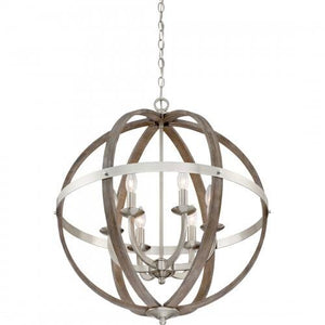 Quoizel FSN5206BN Fusion 6lts foyer  brushed nickel  24.5"d Pendant
