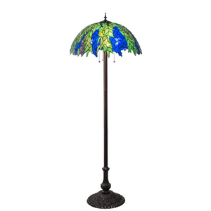 Meyda Tiffany Honey Locust 3-Light Buffet Floor Lamp - Mahogany Bronze (Showroom Display for Sale)