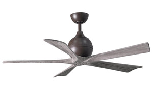 Matthews Fan IR5-TB-BW-52 Irene-5 five-blade paddle fan in Textured Bronze finish with 52" solid barn wood tone blades.