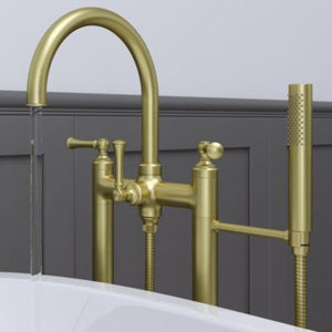 Pfister Brushed Gold Traditional 2-handle Tub Filler With Hand Shower LG6-1TBBG
