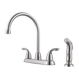 Pfirst Series 2-Handle Kitchen Faucet with Side Spray in Stainless Steel
