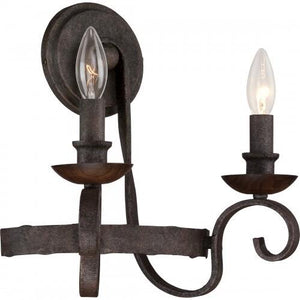 Quoizel NBE8702RK Noble Wall sconce 2-light rustic black Wall Sconce