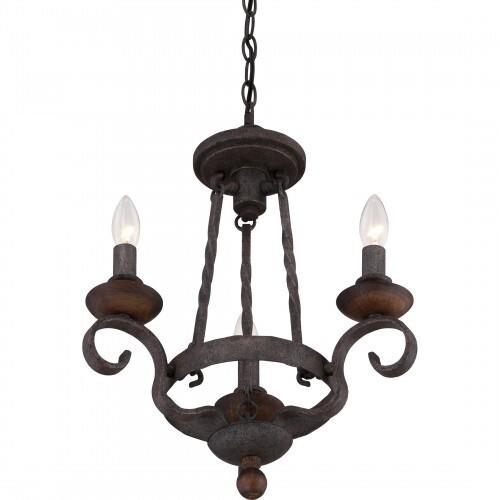 Quoizel NBE5303RK Noble Chandelier 3-light rustic black Chandelier