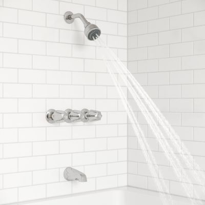 Polished Chrome Pfister 3-handle Tub & Shower Faucet With Metal KNO... LG01-3120