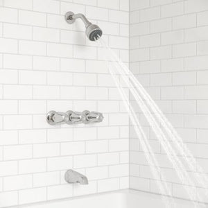 Polished Chrome Pfister 3-handle Tub & Shower Faucet With Metal KNO... LG01-3120