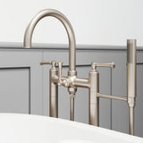 Tisbury Traditional 2-Handle Tub Filler with Hand Shower in Brushed Nickel