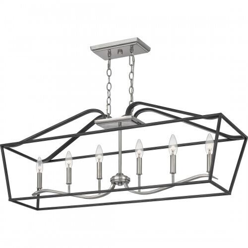 Quoizel CTA642MBK Catalina Linear chandelier 6 light matte black Island Light