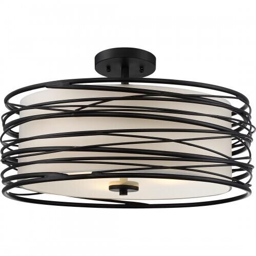 Quoizel SPL1720K Spiral Semi flush mount 3 lights mystic black Semi-Flush Mount