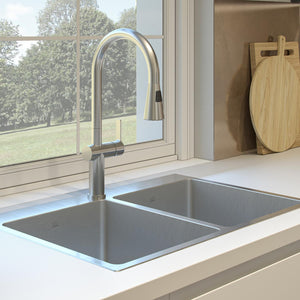 KINDRED BDL2131-9-1N Brookmore 31-in LR x 20.9-in FB x 9-in DP Drop in Double Bowl Stainless Steel Sink In Commercial Satin Finish
