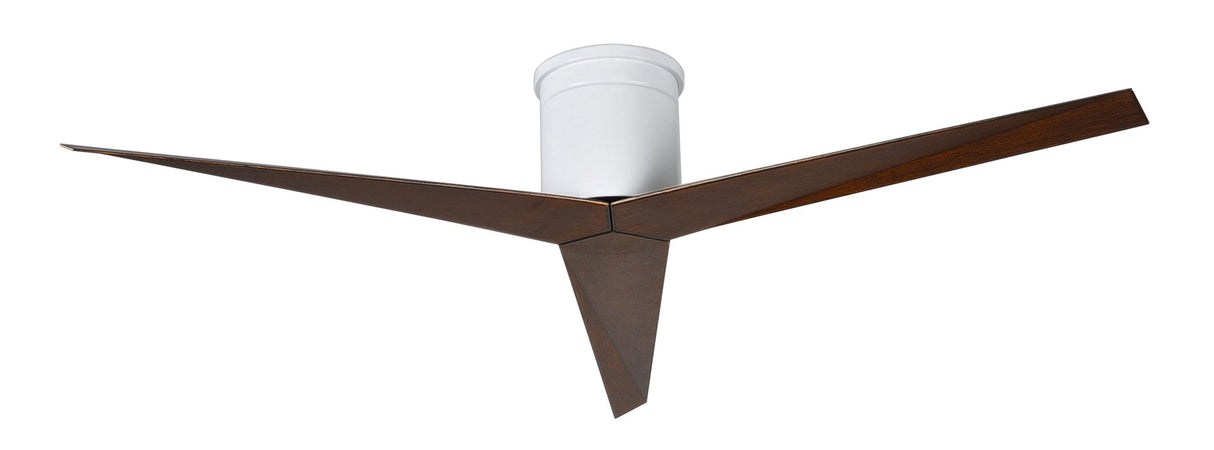 Matthews Fan EKH-WH-WN Eliza-H 3-blade ceiling mount paddle fan in Gloss White finish with walnut ABS blades.