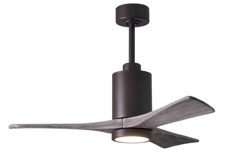 Matthews Fan PA3-TB-BW-42 Patricia-3 three-blade ceiling fan in Textured Bronze finish with 42” solid barn wood tone blades and dimmable LED light kit 