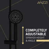 ANZZI SH-AZ101MB Heavy Rainfall Stainless Steel Shower Bar with Hand Sprayer in Matte Black