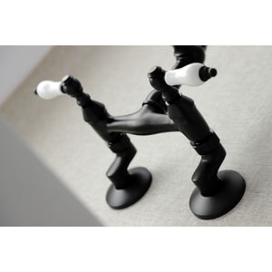 Kingston Brass KS3220PL Vintage 6" Adjustable Center Wall Mount Kitchen Faucet, Matte Black