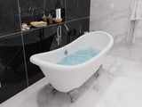 ANZZI FT-AZ132CH Falco 5.8 ft. Claw Foot One Piece Acrylic Freestanding Soaking Bathtub in Glossy White with Polished Chrome Feet