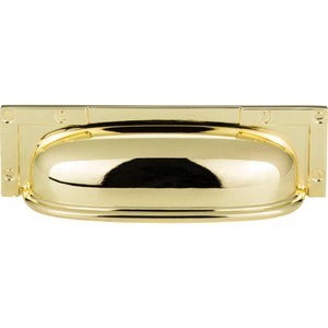 Atlas Homewares Campaign L-Bracket Cup Pull 3 3/4 Inch (c-c) Polished Brass