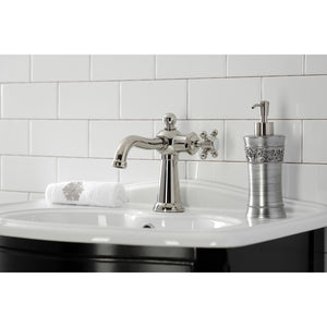 Kingston Brass KS154BXPN Nautical Single-Handle Bathroom Faucet with Push Pop-Up, Polished Nickel
