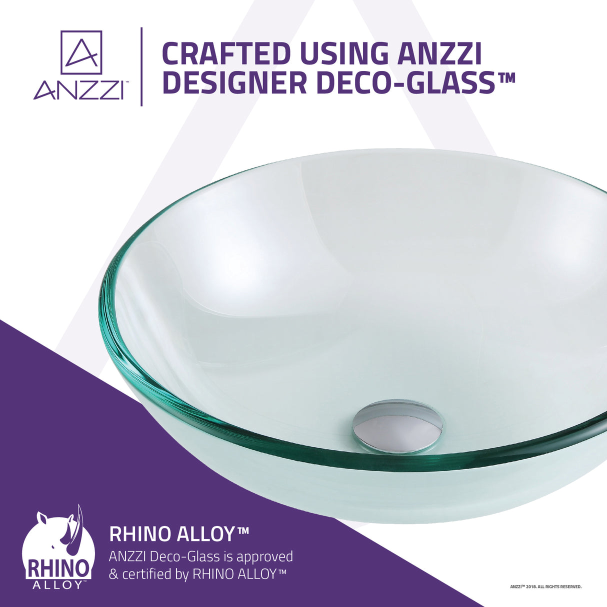 ANZZI LS-AZ087-R Series Vessel Sink in Lustrous Clear