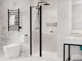 ANZZI SD-AZ14-01MB Romance 72-in. x 33.5-in. Frameless Swinging Shower Door in Matte Black