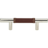 Atlas Homewares Zanzibar Brown Leather Pull 3 Inch (c-c) Polished Chrome