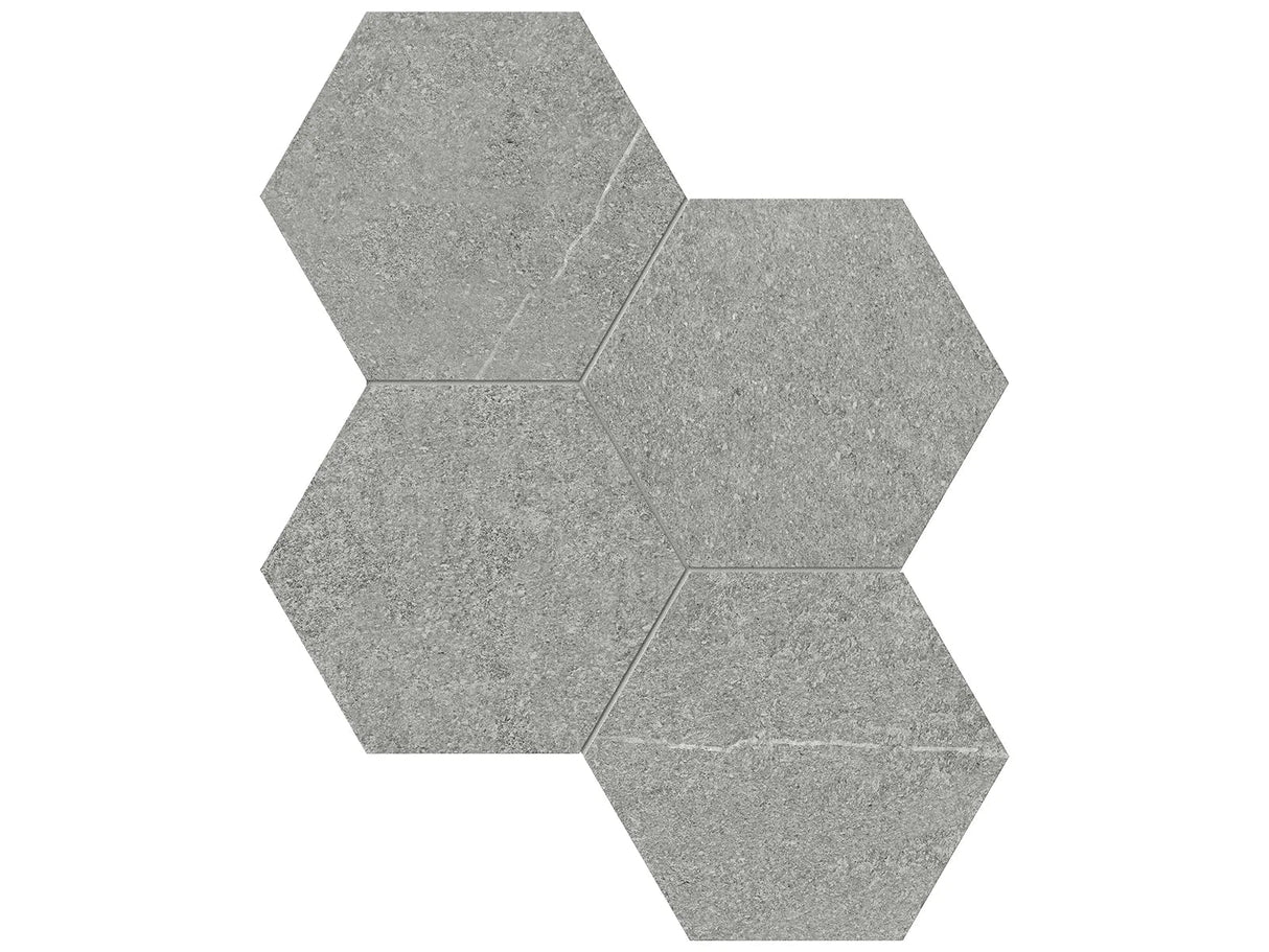 Anatolia Tile 6" Mjork Color Body Porcelain Mica Hexagon 4 Piece Mosaic 4501-0376-0 1 Sheet = .80 Sq. Ft." Mica 6" Hexagon - premium natural stone mosaic tile from Anatolia Tile, available at PoshHaus showroom in Keene, NH